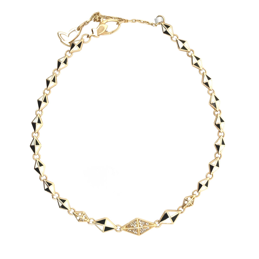 Dainty adjustable gold bracelet with geometric rombo accent