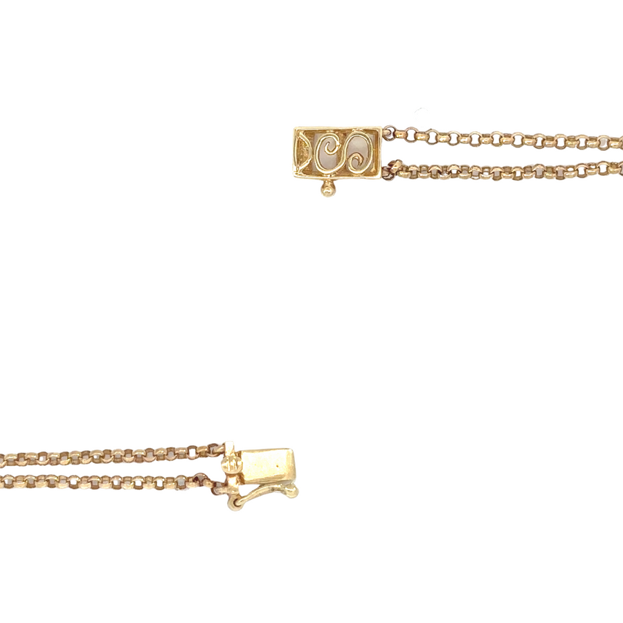 Lifestyle image of a woman wearing the bracelet with a dress, showing its versatility.