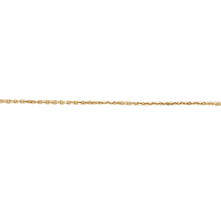 14k gold chain necklace draped over a jewelry stand