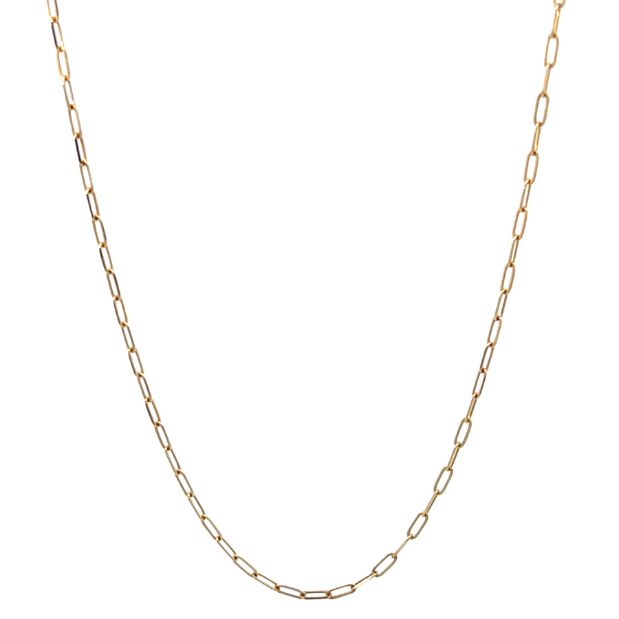 Close-up of 14k gold chain showcasing its sleek design