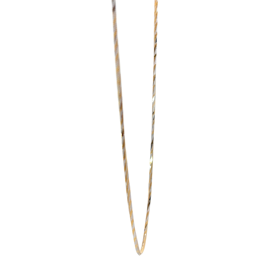 14k gold chain displayed flat, showcasing its 20-inch length and unique design