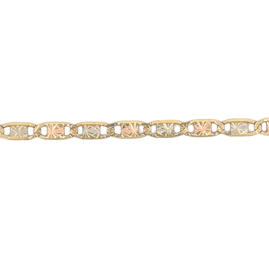 14k gold two-tone chain with a sleek, comfortable fit for men.