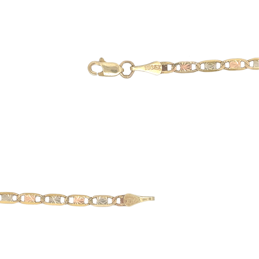 Stylish 14k gold two-tone chain ideal for casual or formal wear.
