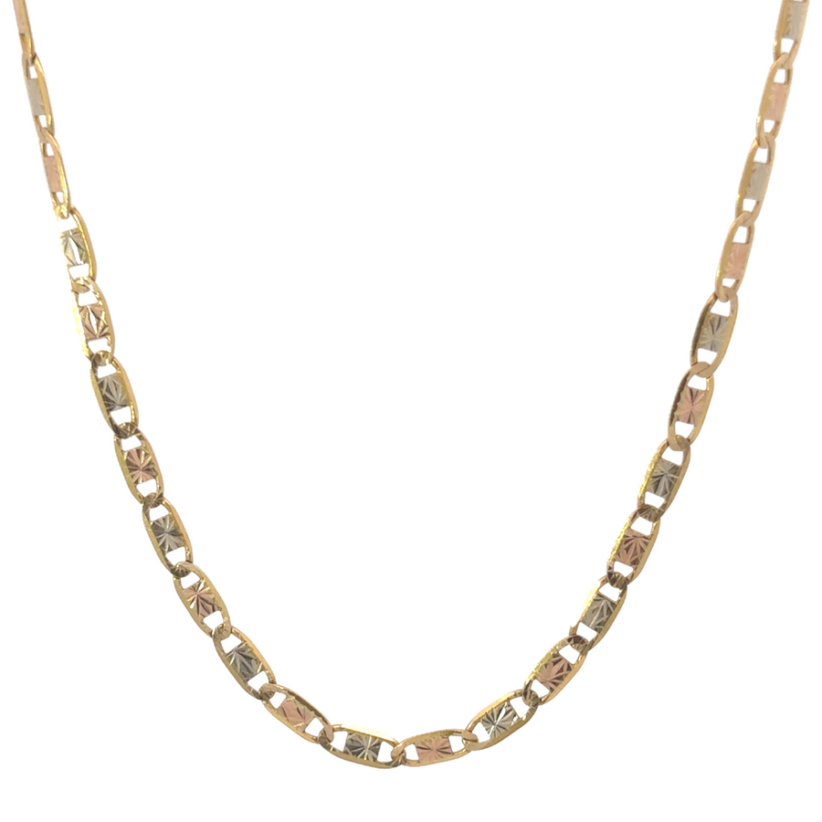 14k gold two-tone chain, designed for men with a modern yet timeless appeal.