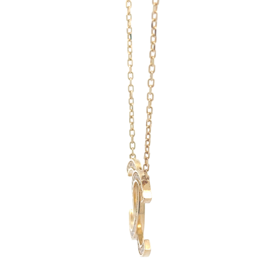 Adjustable 18–19 inch 14k gold chain with CZ accents shown in close-up