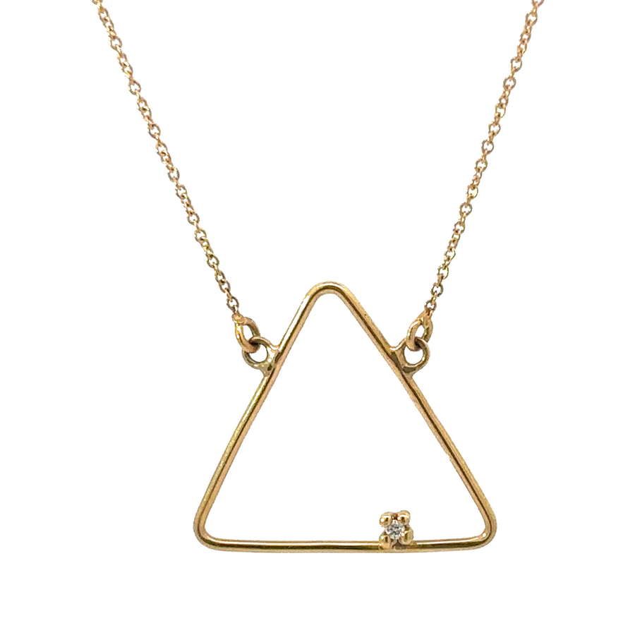 14k gold chain necklace with diamond pendant – front view