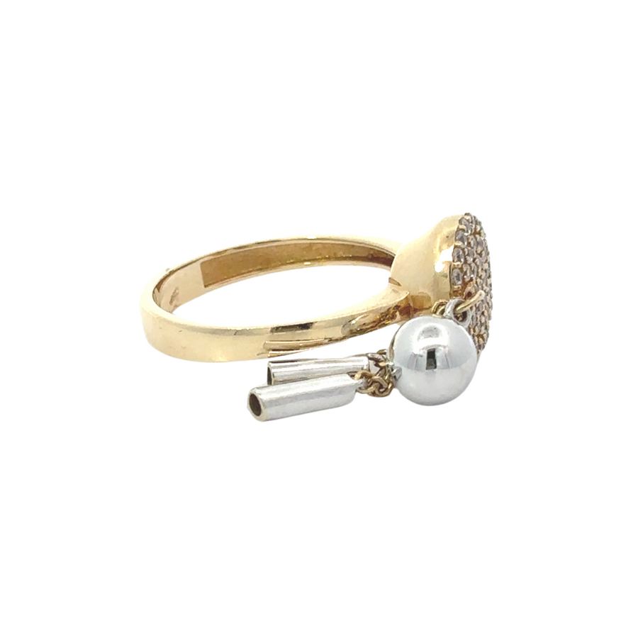Model wearing the 14k gold circle CZ ring, showcasing its elegance and radiant sparkle.