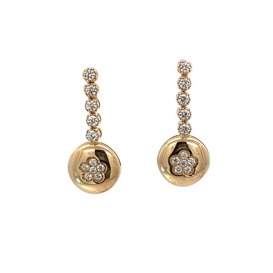 Close-up of sleek 14k gold stud earrings for women