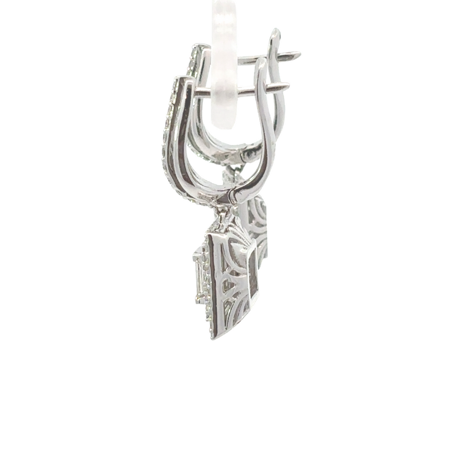 Side view showing thickness and shine of 14k gold cuadra earrings