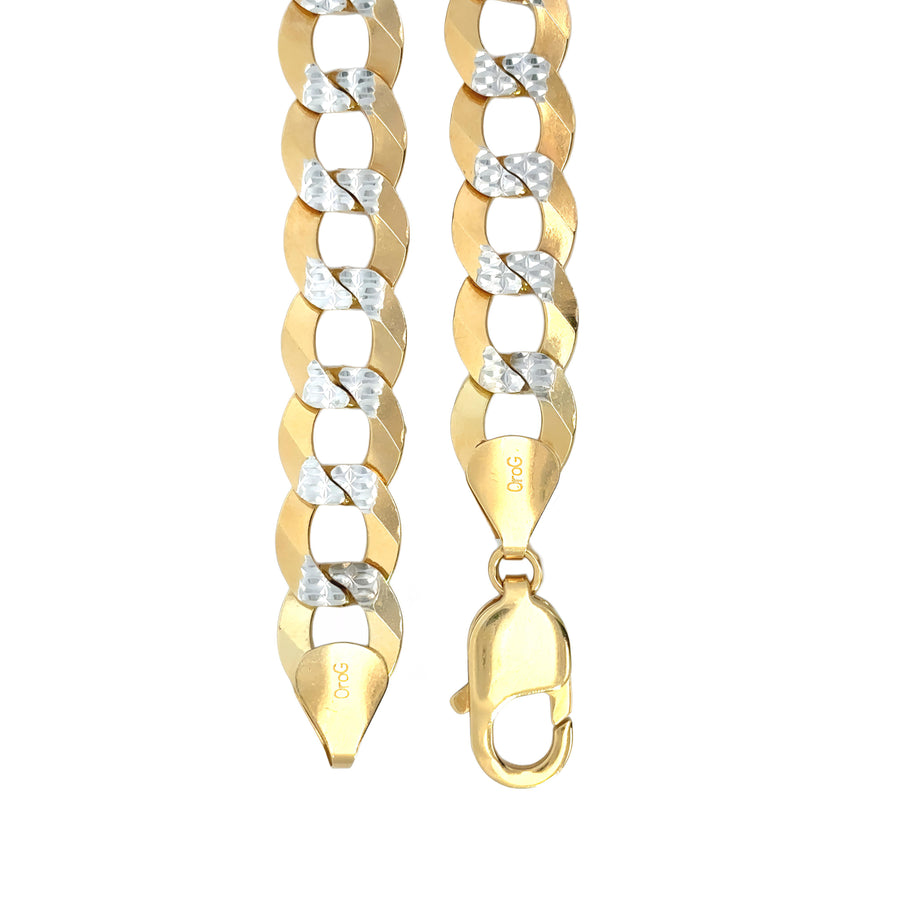 Detail of clasp on men’s gold Cuban necklace