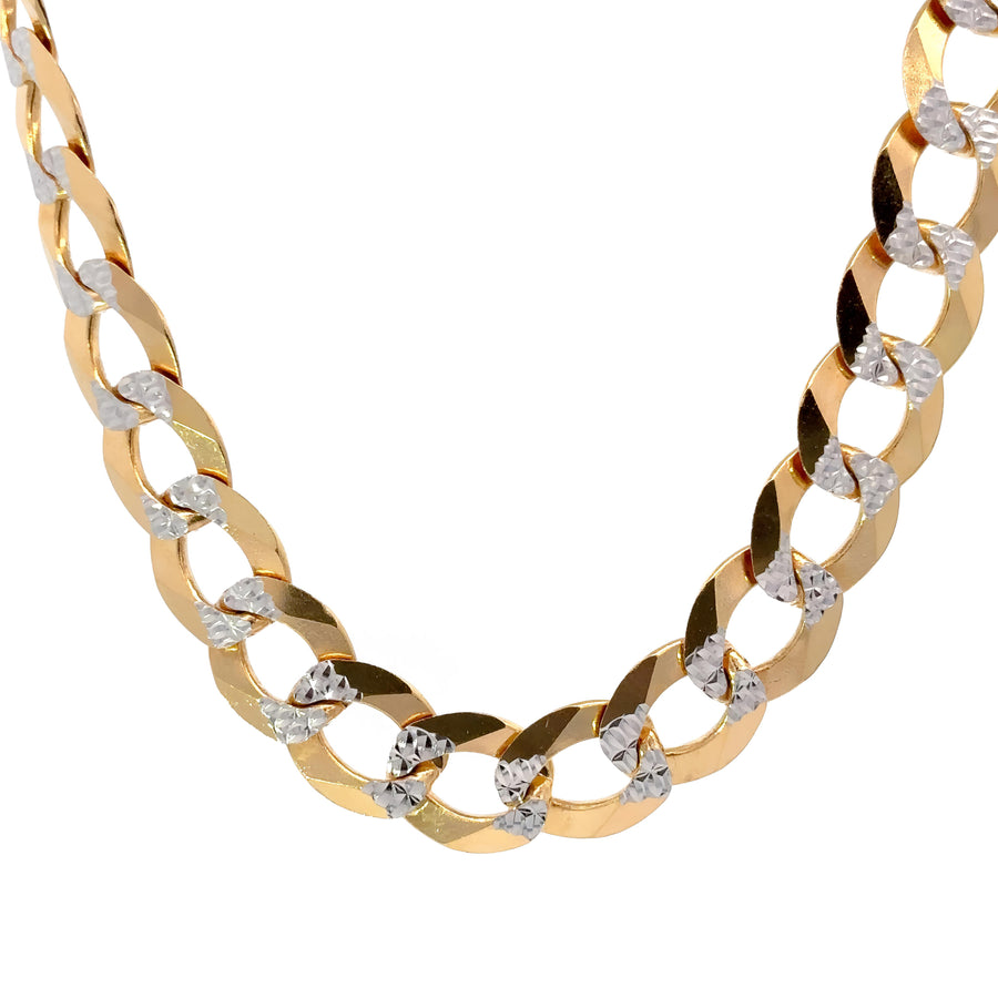 14k gold Cuban chain with two-tone finish, 26 inches