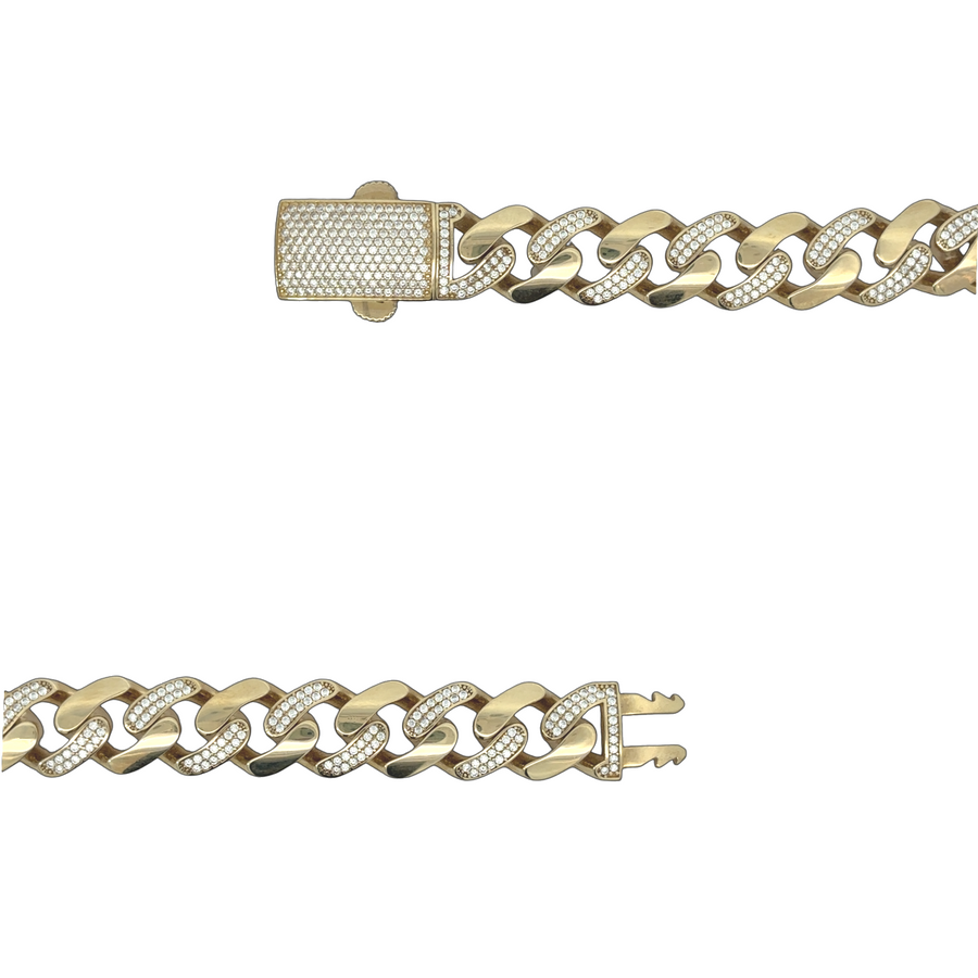 14k gold Cuban bracelet displayed on a white background