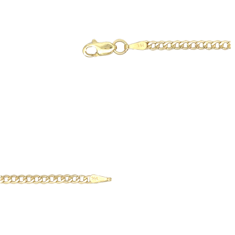 Masculine gold Cuban chain necklace displayed on male model