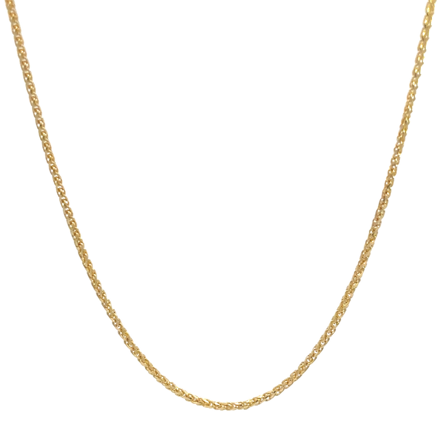 Close-up of 14k gold diamond-cut chain showcasing its radiant shine