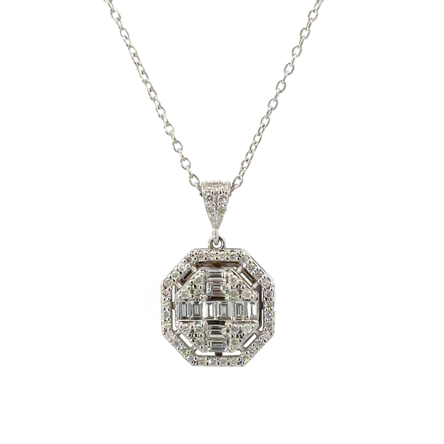 14k gold necklace with sparkling diamonds on 17-inch chain