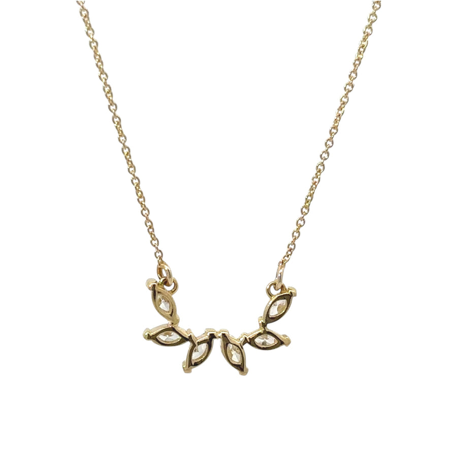 Woman wearing 14k gold diamond necklace with 18-inch chain