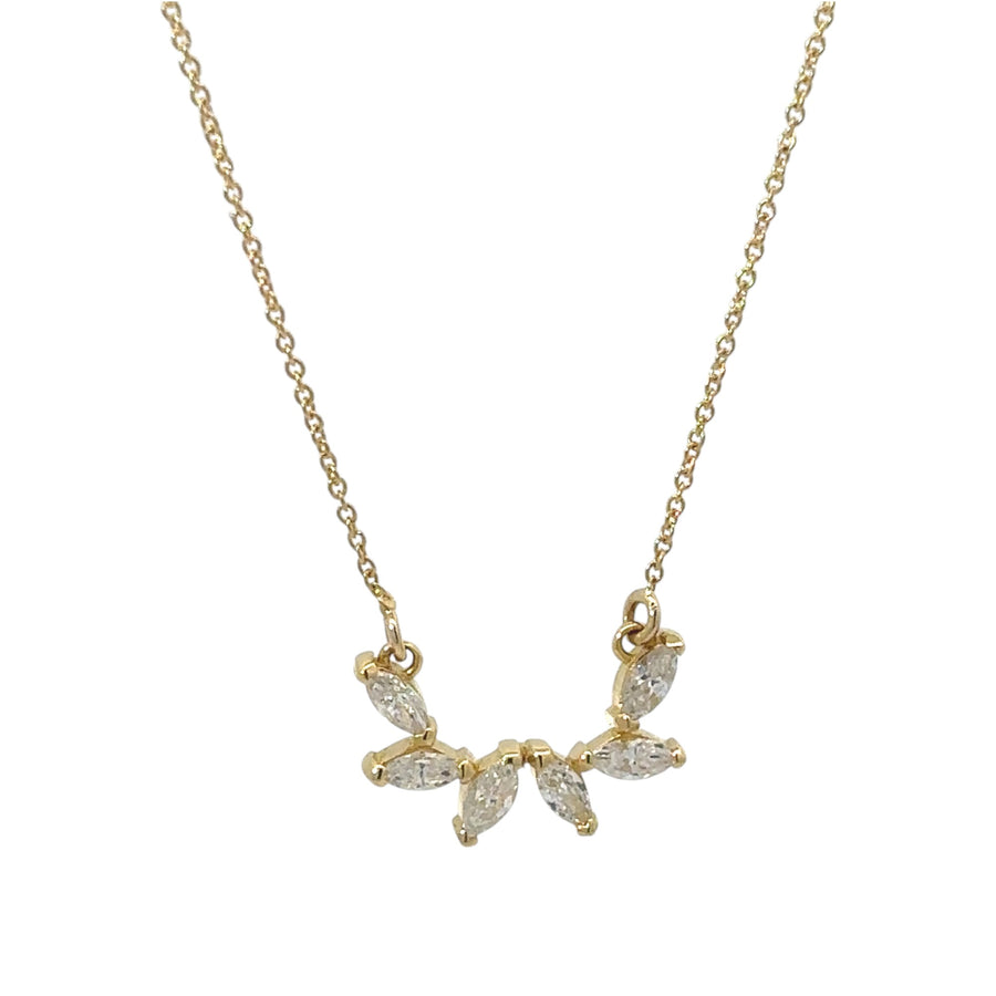 Close-up of 14k gold necklace with 0.31 carat diamonds