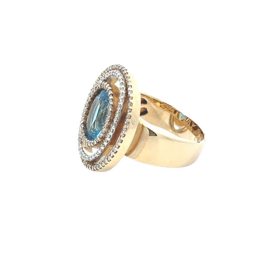 Diamond ring with classic 14k gold band for women