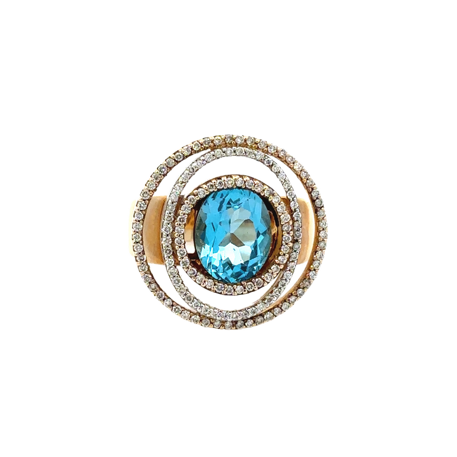 Elegant women's gold ring with oval diamond centerpiece