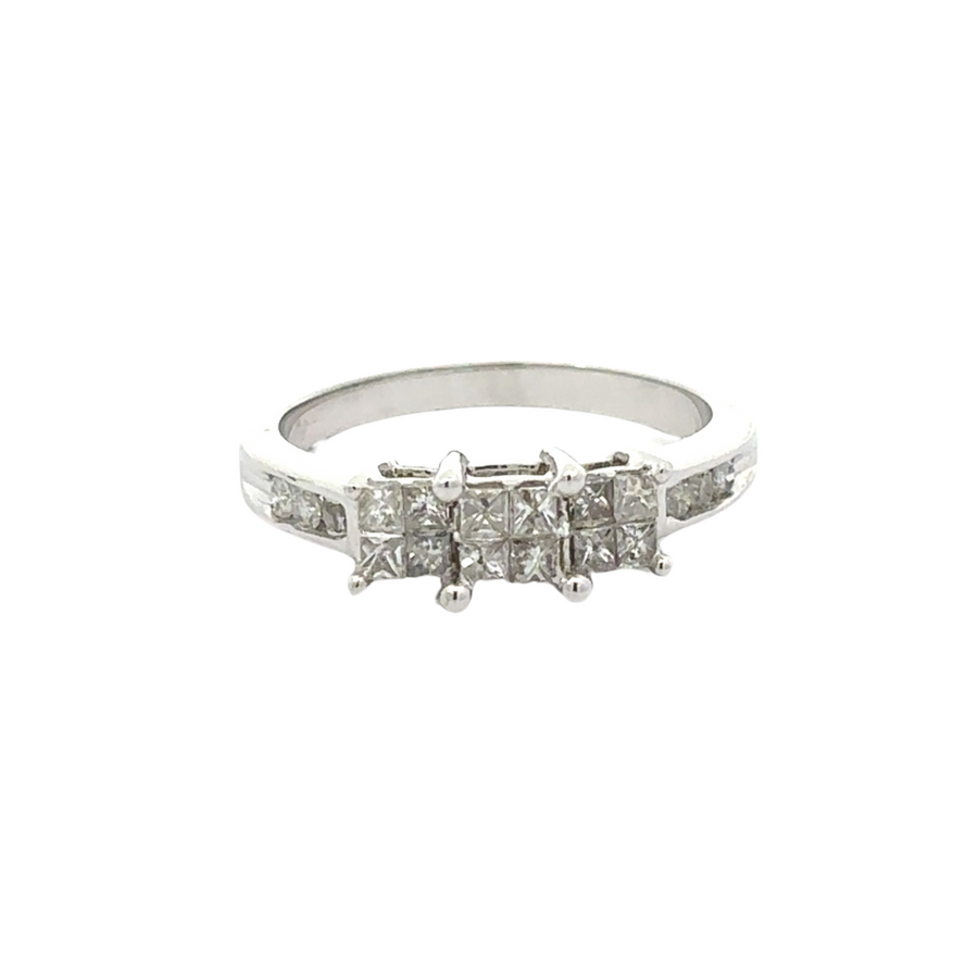 14k gold diamond ring displayed on a white background