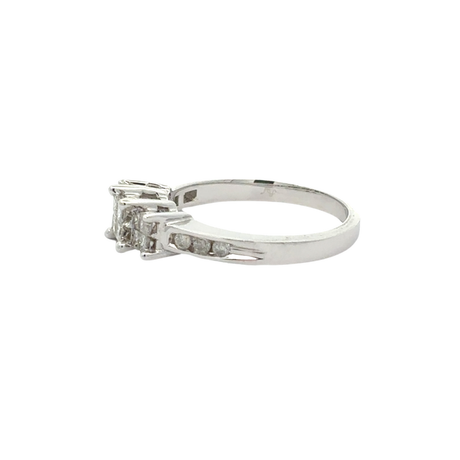 14k gold diamond ring placed in an elegant jewelry box