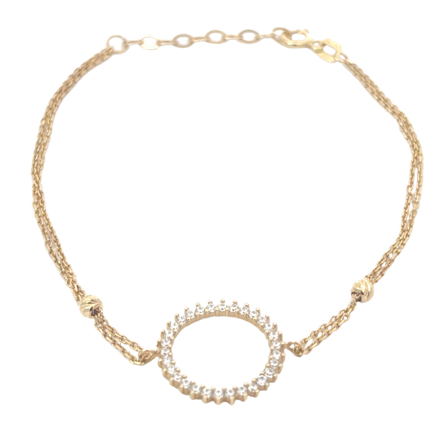 Close-up of double interlocking circles with sparkling CZ stones