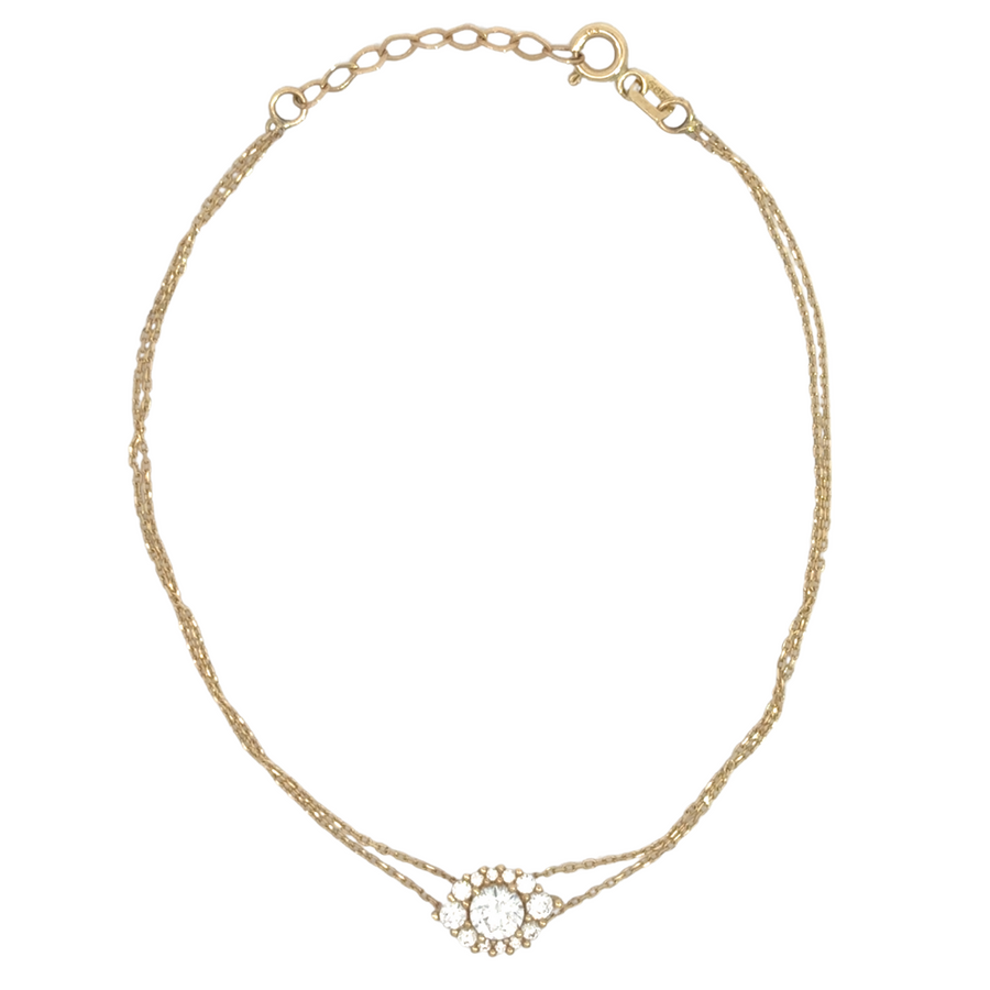 14k gold double row CZ bracelet – adjustable and elegant design