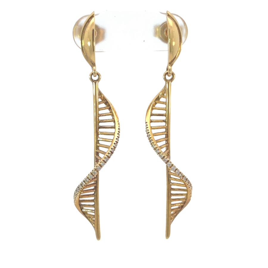 Elegant gold pendant shaped like an earring with diamonds