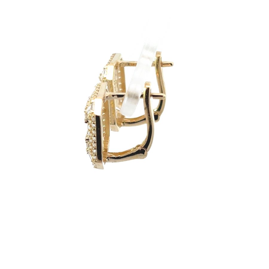 Pair of classic 14k gold earrings on a clean white background