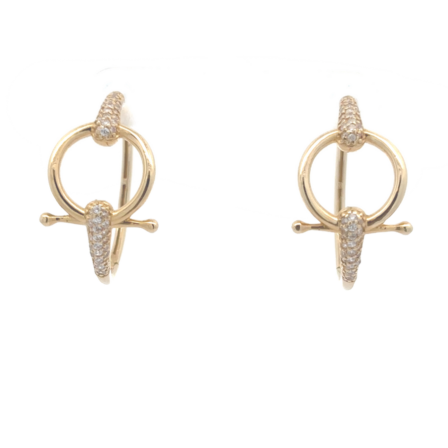 Pair of 14k gold earrings displayed on a white background