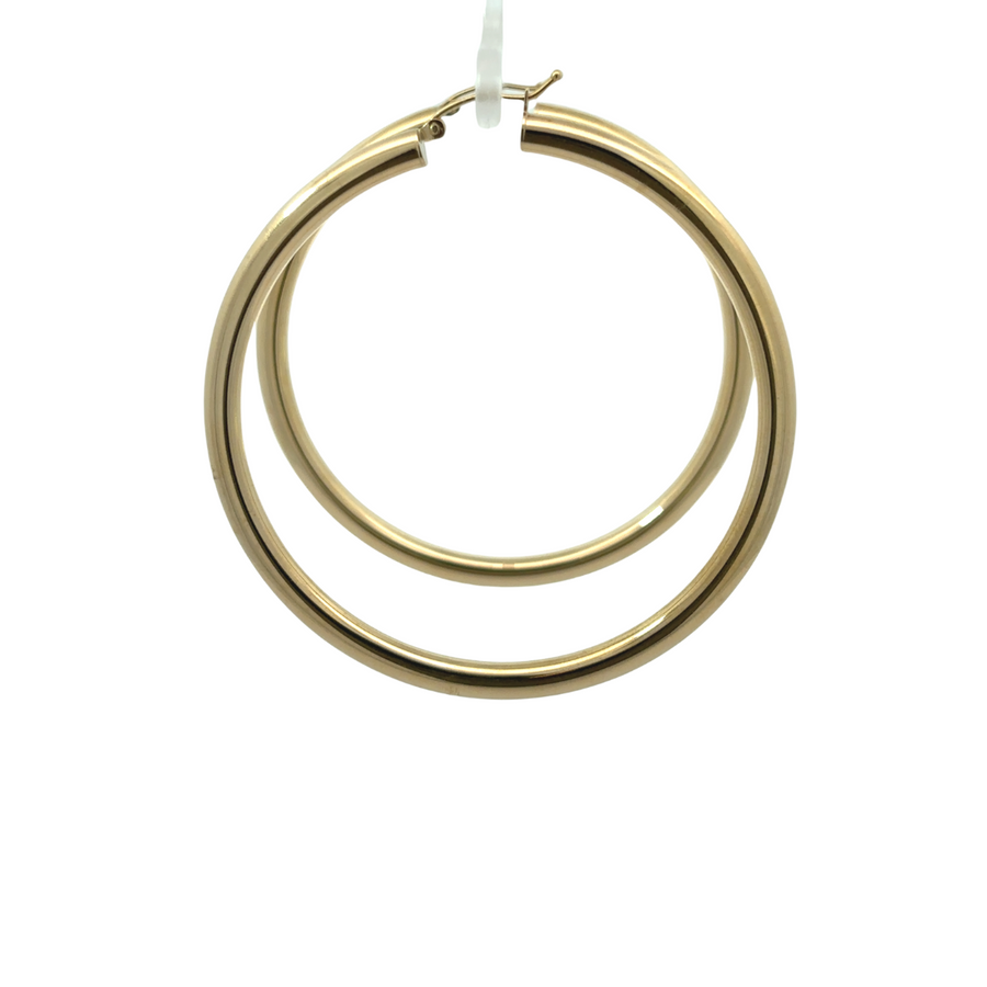 Stylish large gold earrings crafted from 14k gold