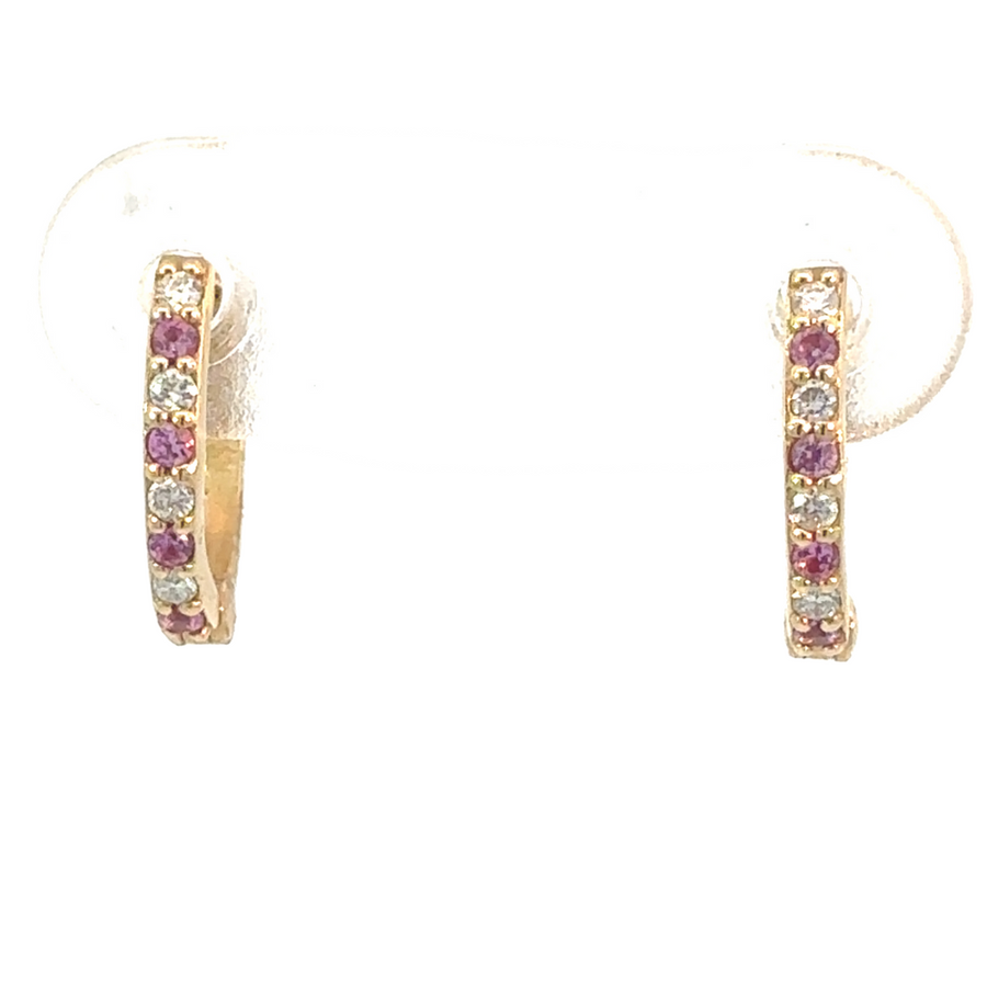 14k gold earrings with 0.08 CT diamond, subtle elegance
