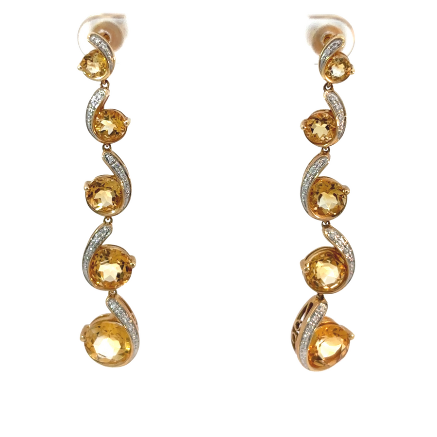 14k gold earrings with vibrant citrine gemstones