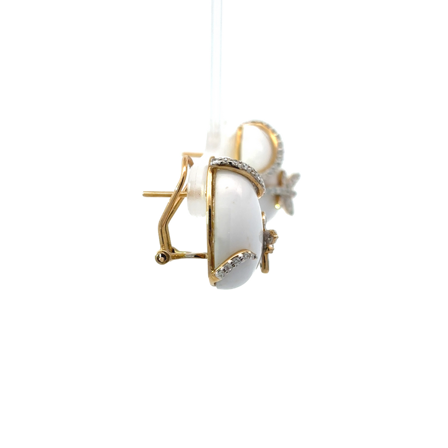 Elegant gold and diamond earrings on display