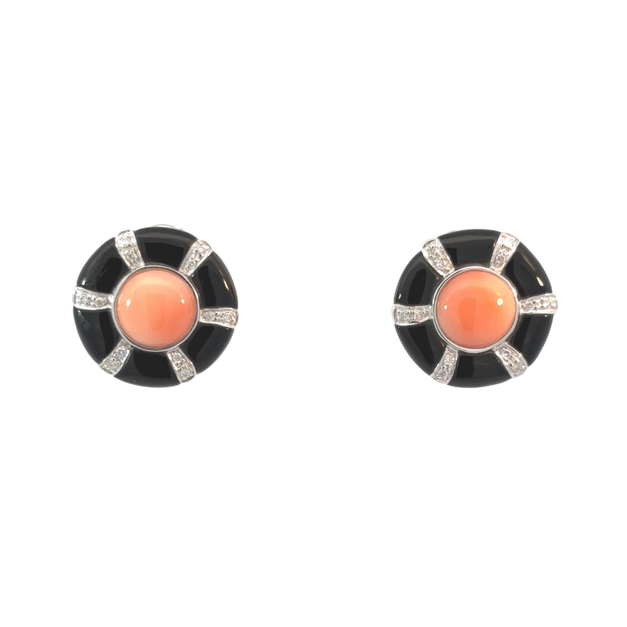 14k gold earrings with diamond accents – front view