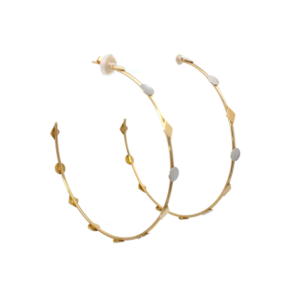 Close-up detail of the smooth gold earring surface