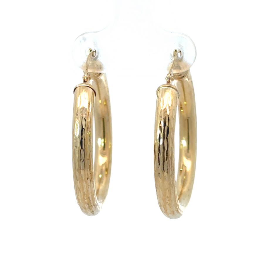 14k gold faceted argolla earrings with polished finish for women