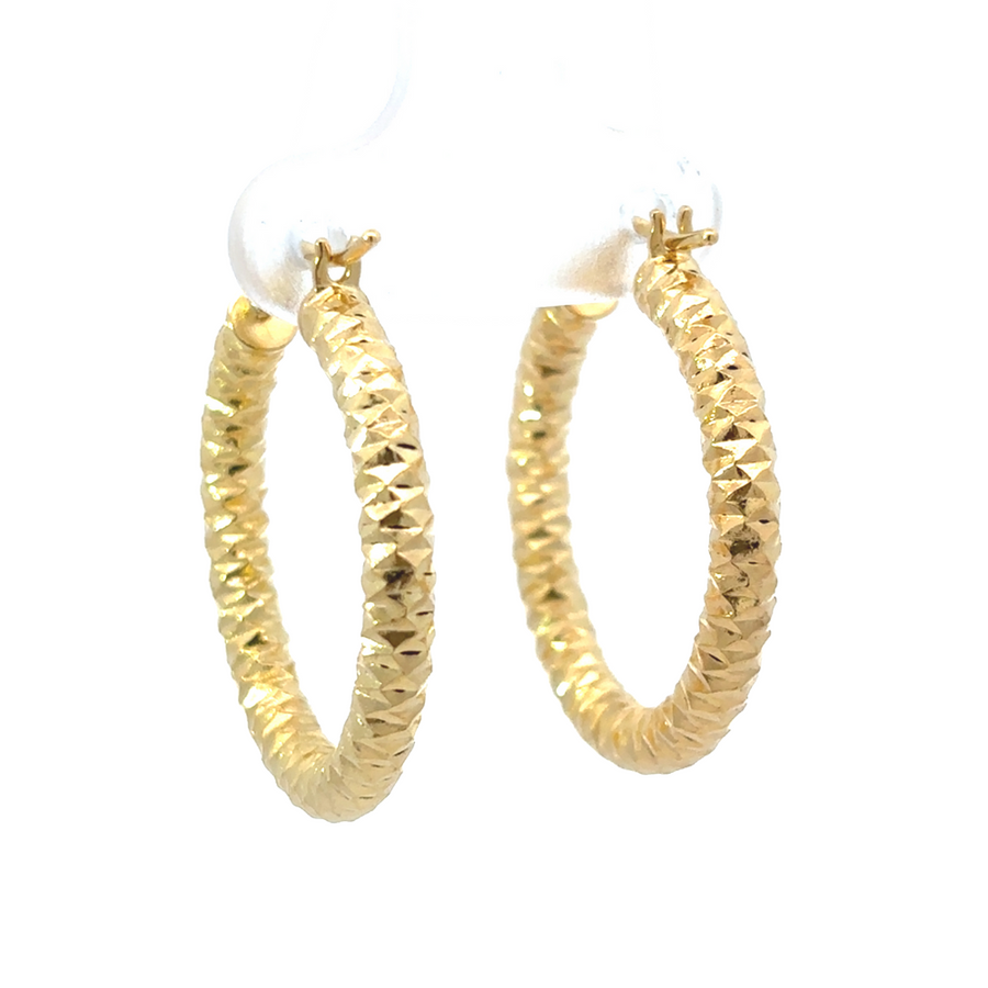 Lightweight 14k gold earrings with stunning faceted design