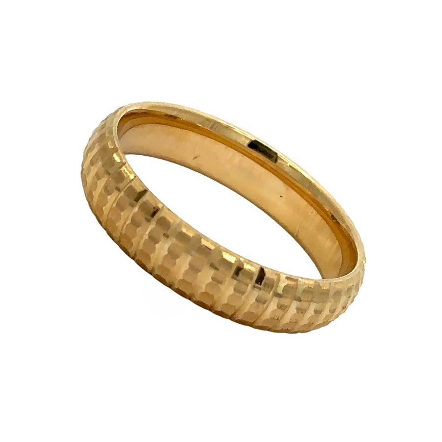 Modern geometric gold ring with faceted cubes for men