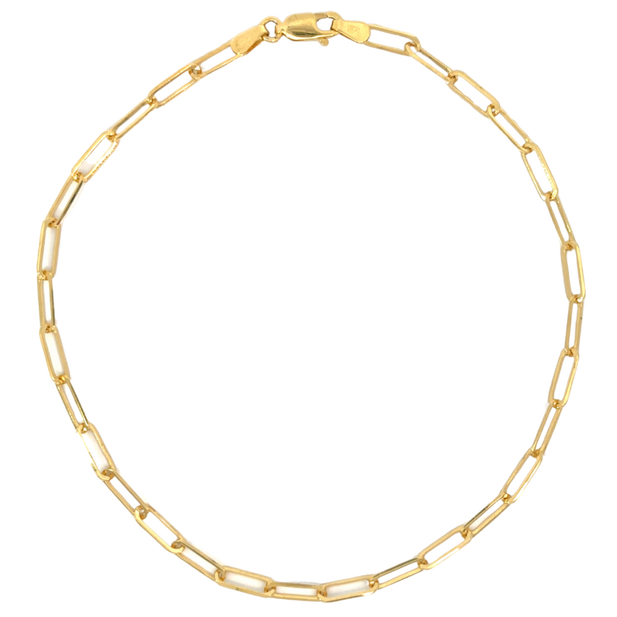 14k gold fancy ankle bracelet with intricate detailing on white background