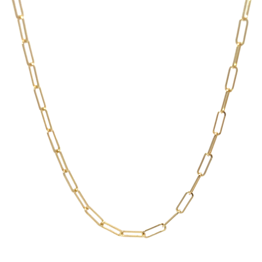 14k gold fancy chain necklace displayed on a white background
