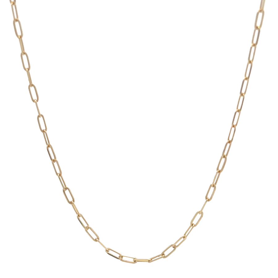 14k gold fancy chain necklace displayed on a white background
