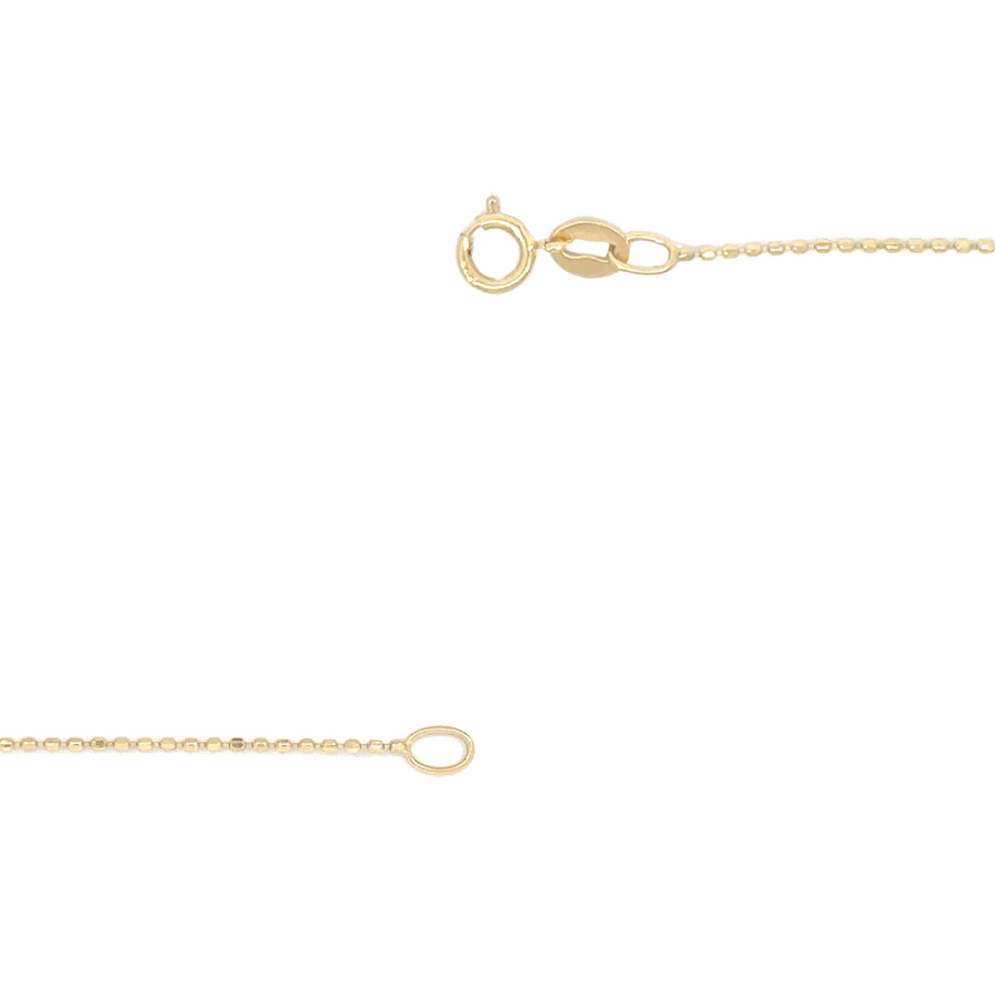 High-polish finish on intricate gold necklace