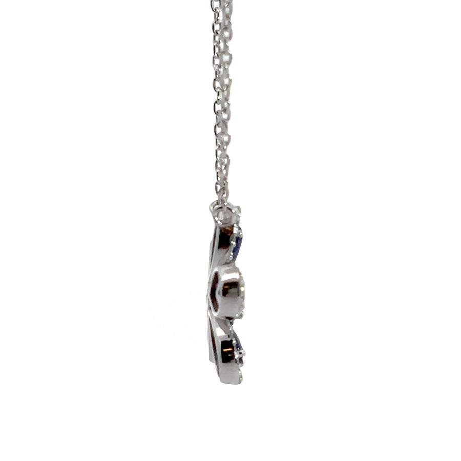 Elegant 14k gold necklace with flower design and gemstone accents