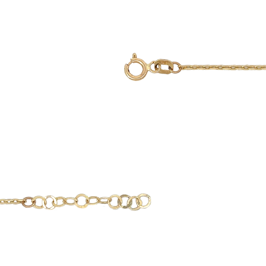 14k Gold Necklace with adjustable length and floral charm