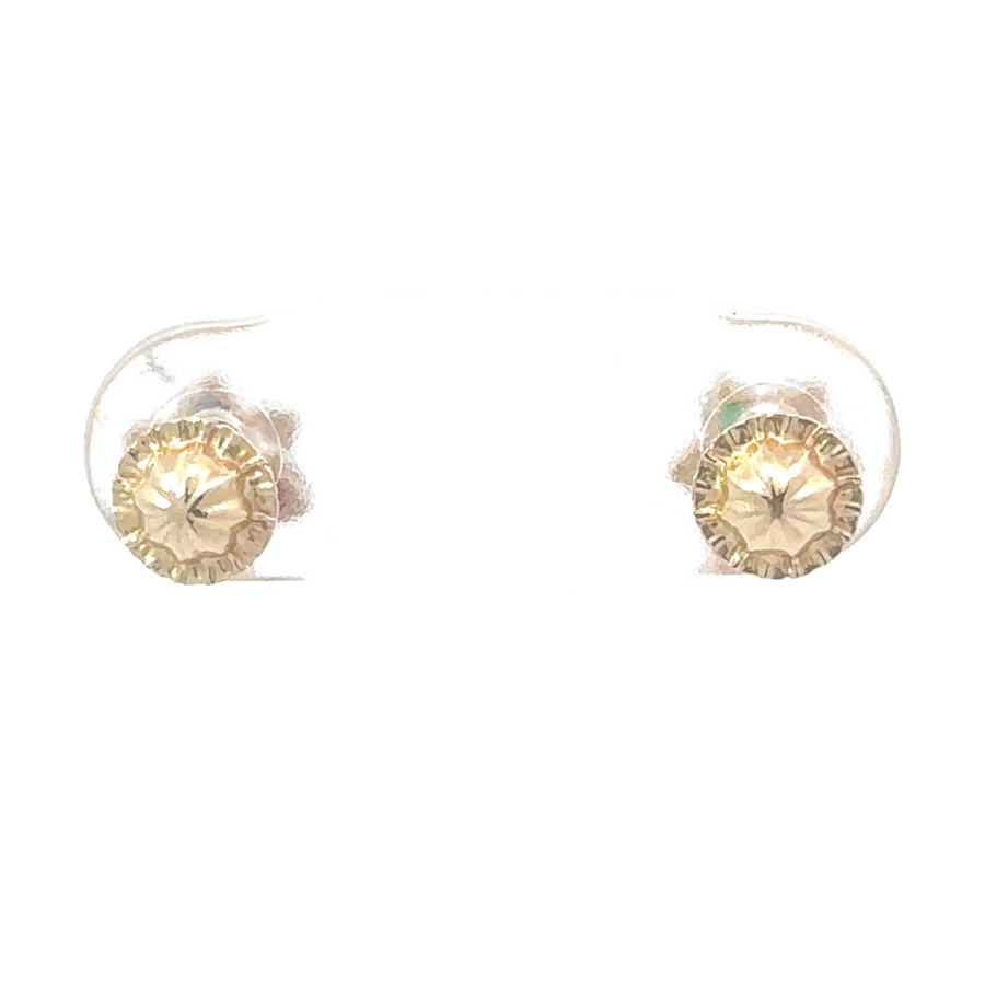 14k gold earrings with rainbow CZ stones in flower shape