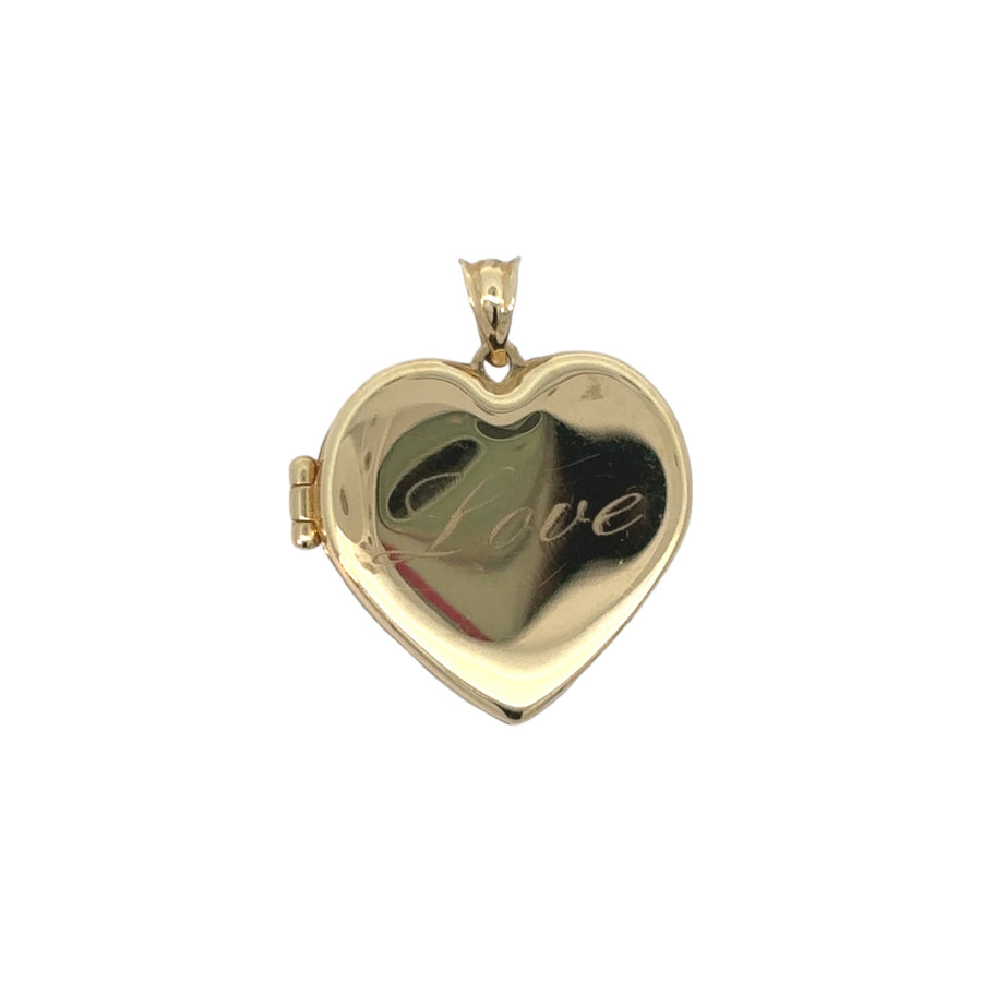 14k gold unisex heart pendant on white background
