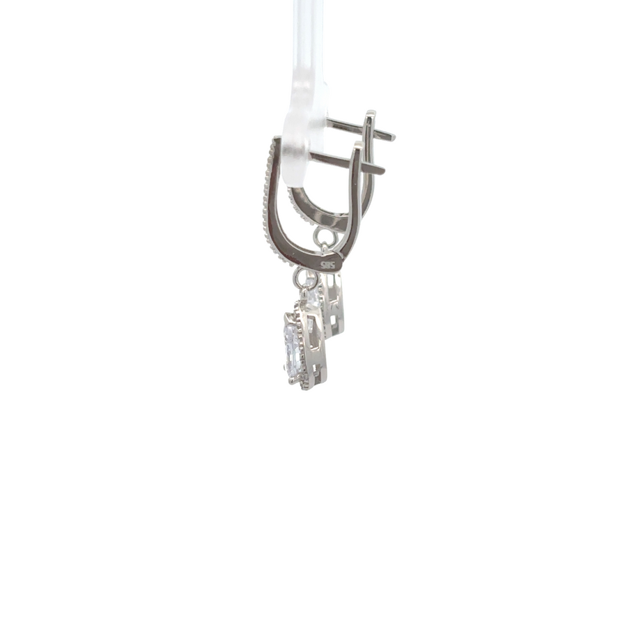 Woman wearing the full 14k gold CZ jewelry set