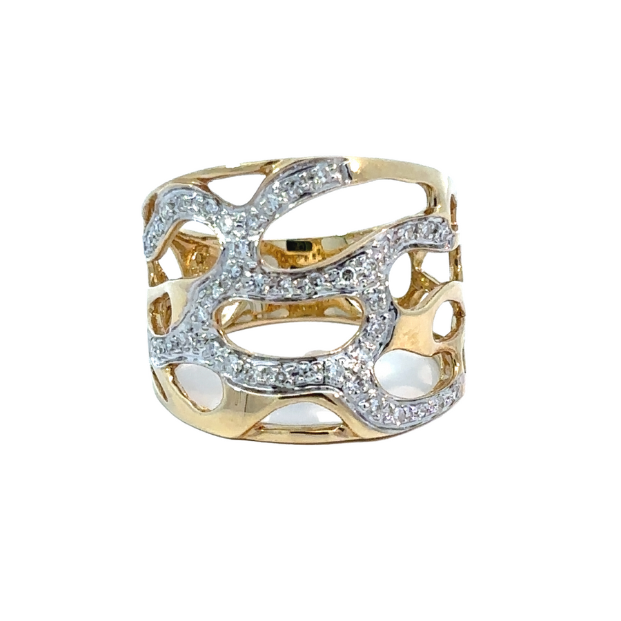 14k gold ring with Labrado diamond accents – front view