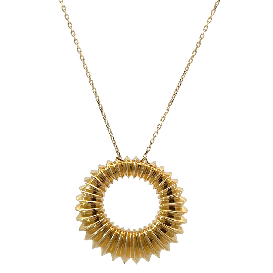 14k Gold Medium Circle Necklace with sleek circular pendant